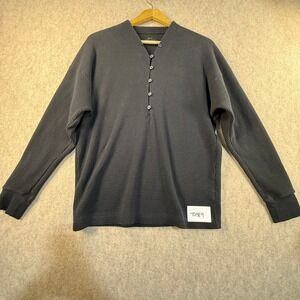 Nike Dri-FIT Mens L Waffle Knit Henley Shirt Long Sleeve Charcoal Grey Thermal